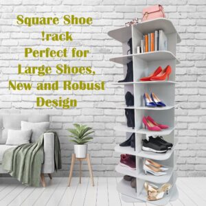 Original Rotating Shoe Rack A square Tower,original 7-tier hold over 28 pairs of big shoes,Spinning Shoe Display Lazy Susan,Revolving 360 shoe rack,Rotate Shoes Closet Organization.weinstein storage