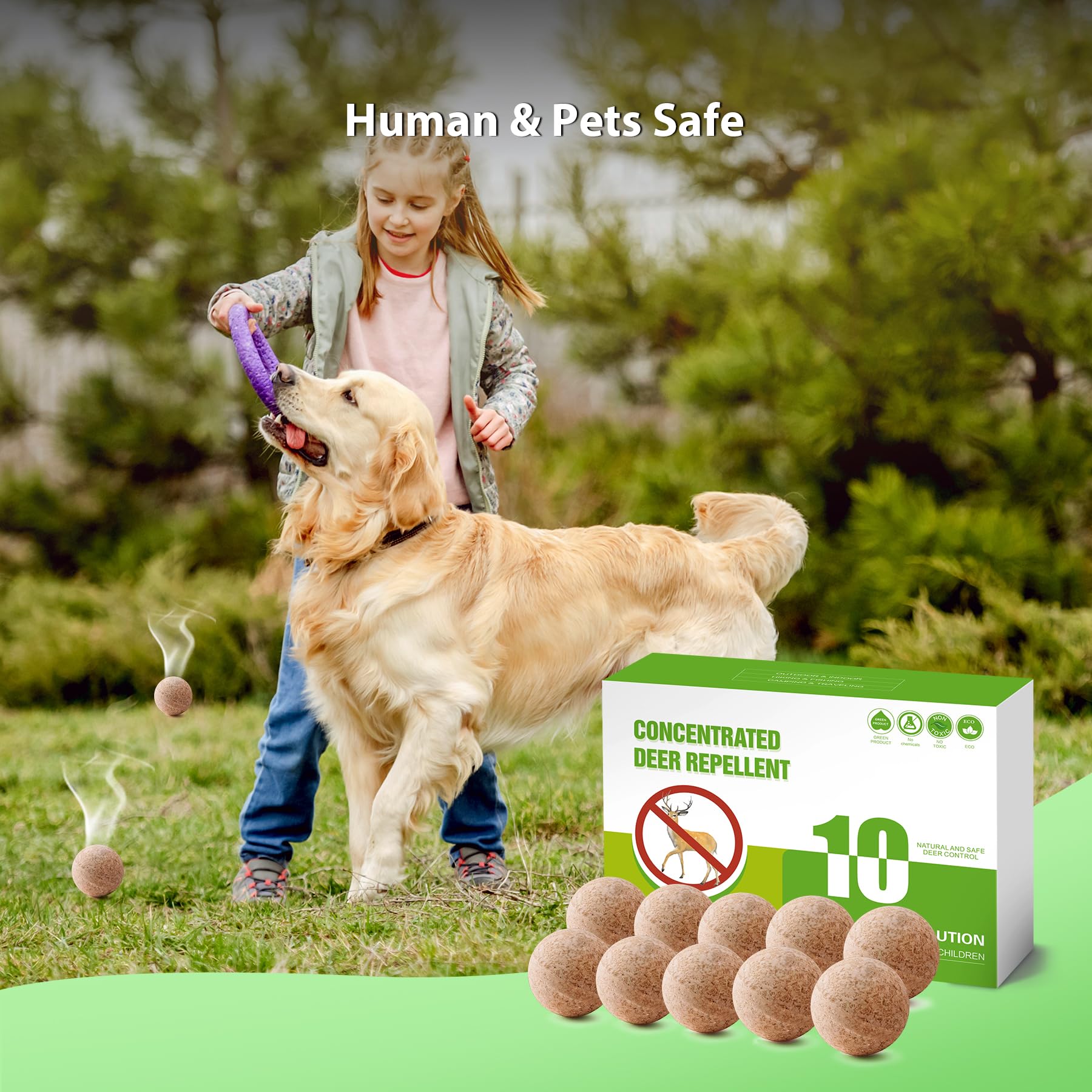 Homsor Deer Repellent 10 Pack Peppermint Oil Deer Scram Deer Stopper Balls Natural Deer Off Deer Deterrent for Outdoor Garden Yard Lawn to Keep Rabbit Deer Away from Plants