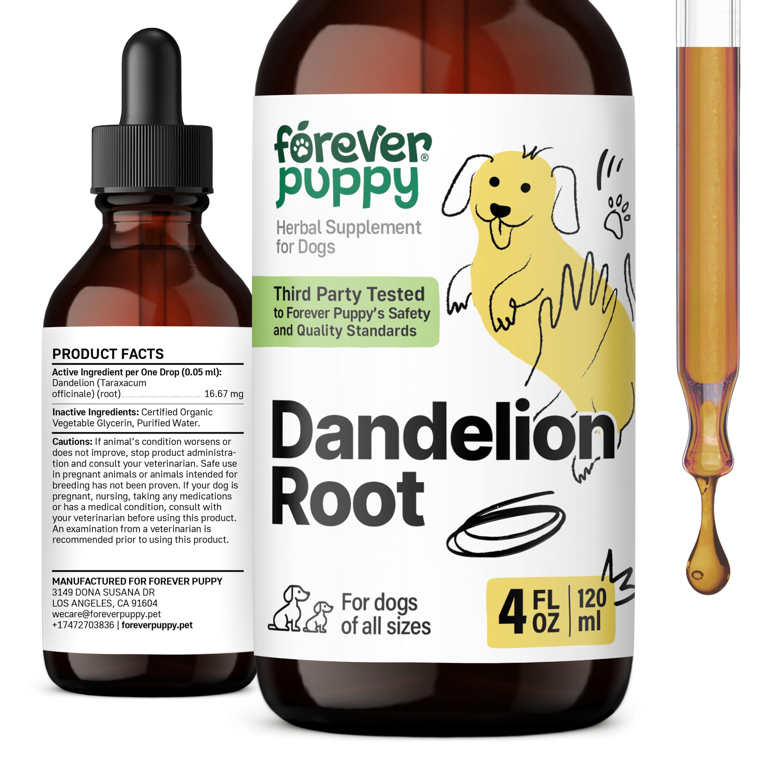 Dandelion Root for Dogs - Liver Supplements for Dogs w/Dandelion Root - Liver Detox & Cleanse Drops for Large, Medium & Small Dogs - Natural Dog Food Supplements for Liver Health Support - 4 oz