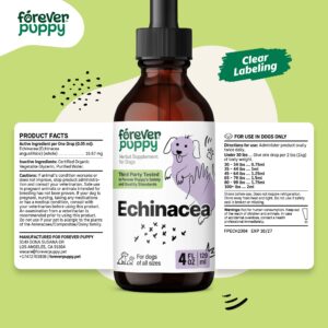 Echinacea for Dogs - Immune Supplement for All Breeds & Sizes - Immunity Support w/Echinacea Herb - Liquid Dog Vitamins and Supplements for Pets - 4 oz