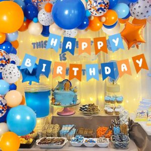 Zpltaomc Blue Balloons Arch Garland Kit, Blue and Orange Birthday Banner, Blue Dog Paw Birthday Party Supplies for Baby Shower Girls Boys 1st 2nd 3rd 4th 5th Blue Theme Birthday Party Decorations