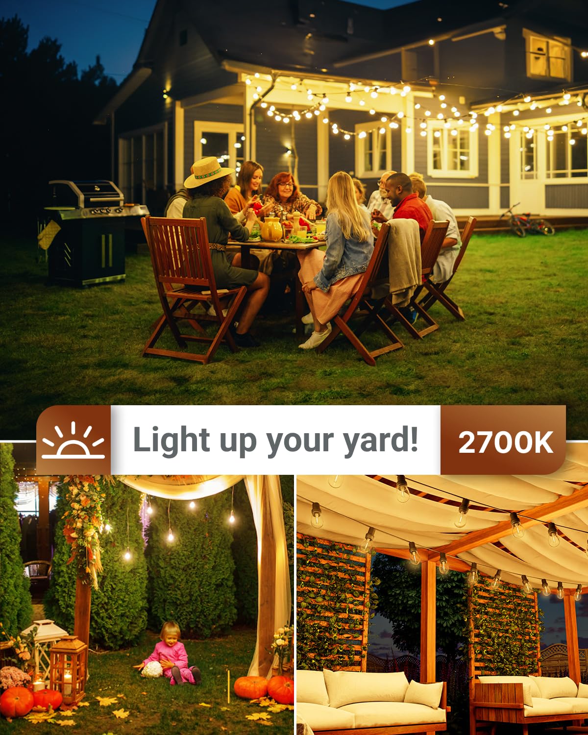 Sunco S14 LED Patio String Light Replacement Bulbs for Outdoors, 1W=4W, 2700K Soft White, Non-Dimmable, 50 Lumens, 2-Prong G5 Base, Wet Rated ETL 4 Pack