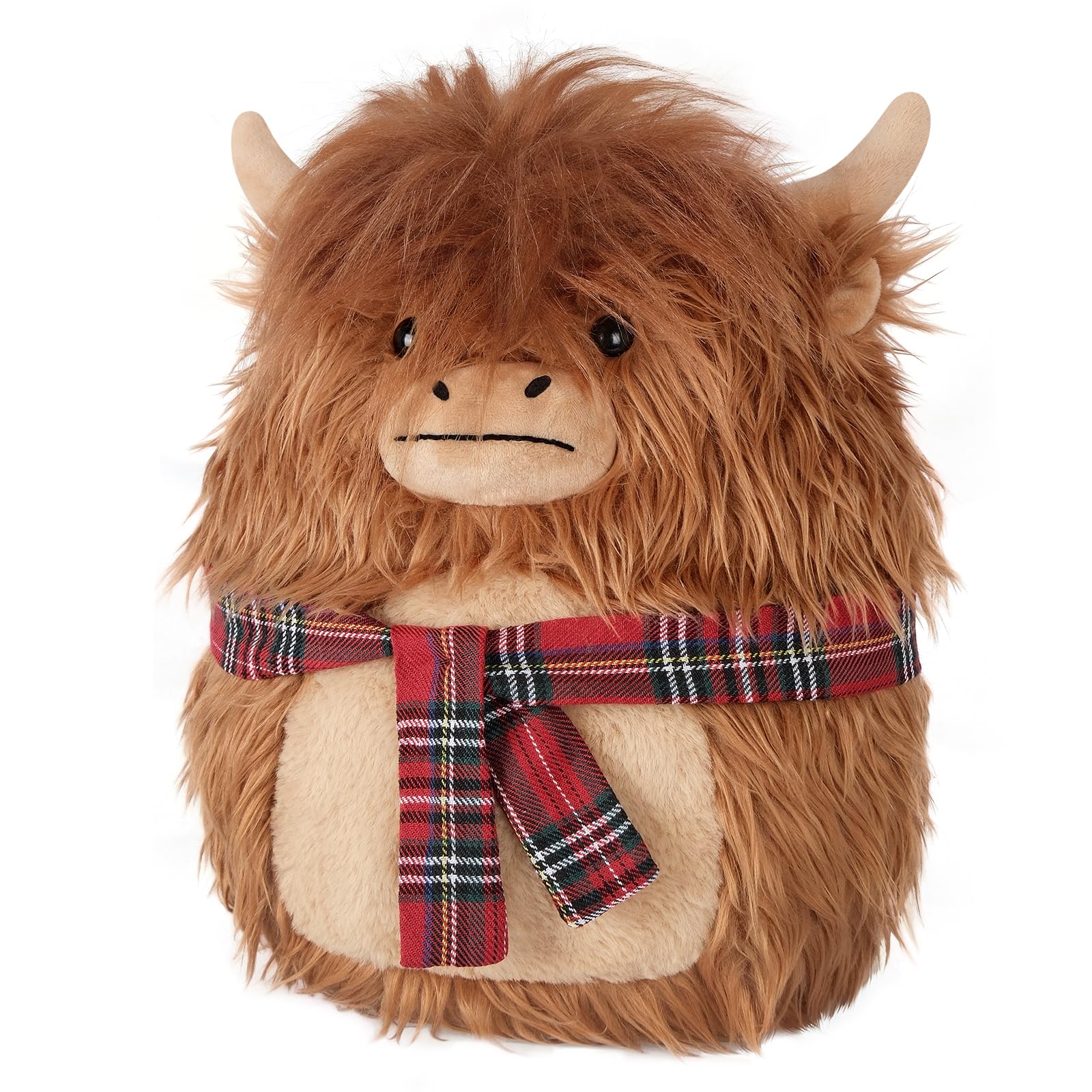 SuzziPals 14'' Highland Cow Stuffed Animals Plush Pillows, Scarf Scottish Highland Cattle Plushies, Soft Stuffed Cow Plush Toys for Cuddle & Squish, Highland Cow Decor Highland Cow Gifts for Kid Adult