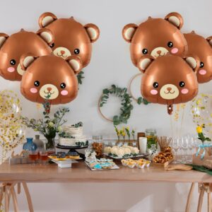 10 Pcs Large Bear Balloons,22 Inch Bear Head Balloon Brown Bear Foil Balloons,Bear Shaped Animal Balloons for Birthday Party Baby Shower Jungle Theme Party Decoration