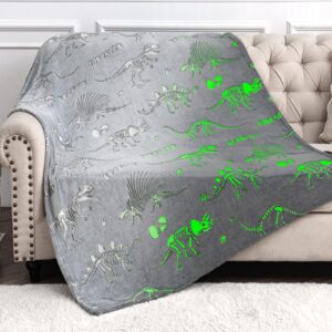 dinosaur toys gifts for kids boys - dino glow in the dark blanket best birthday christmas valentines easter presents for girls toddler age 1 2 3 4 5 6 7 8 9 10 years old child teen soft throw 50"x60"