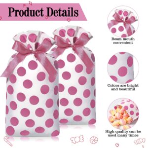 Bulyoou 50 Pcs Polka Dots Bags Bulk Dots Cellophane Treat Bags Candy Goodies Treat Bags Gift Watercolor Dots Plastic Wrapping Package for Birthday Party Snack Food Storage(Pink)