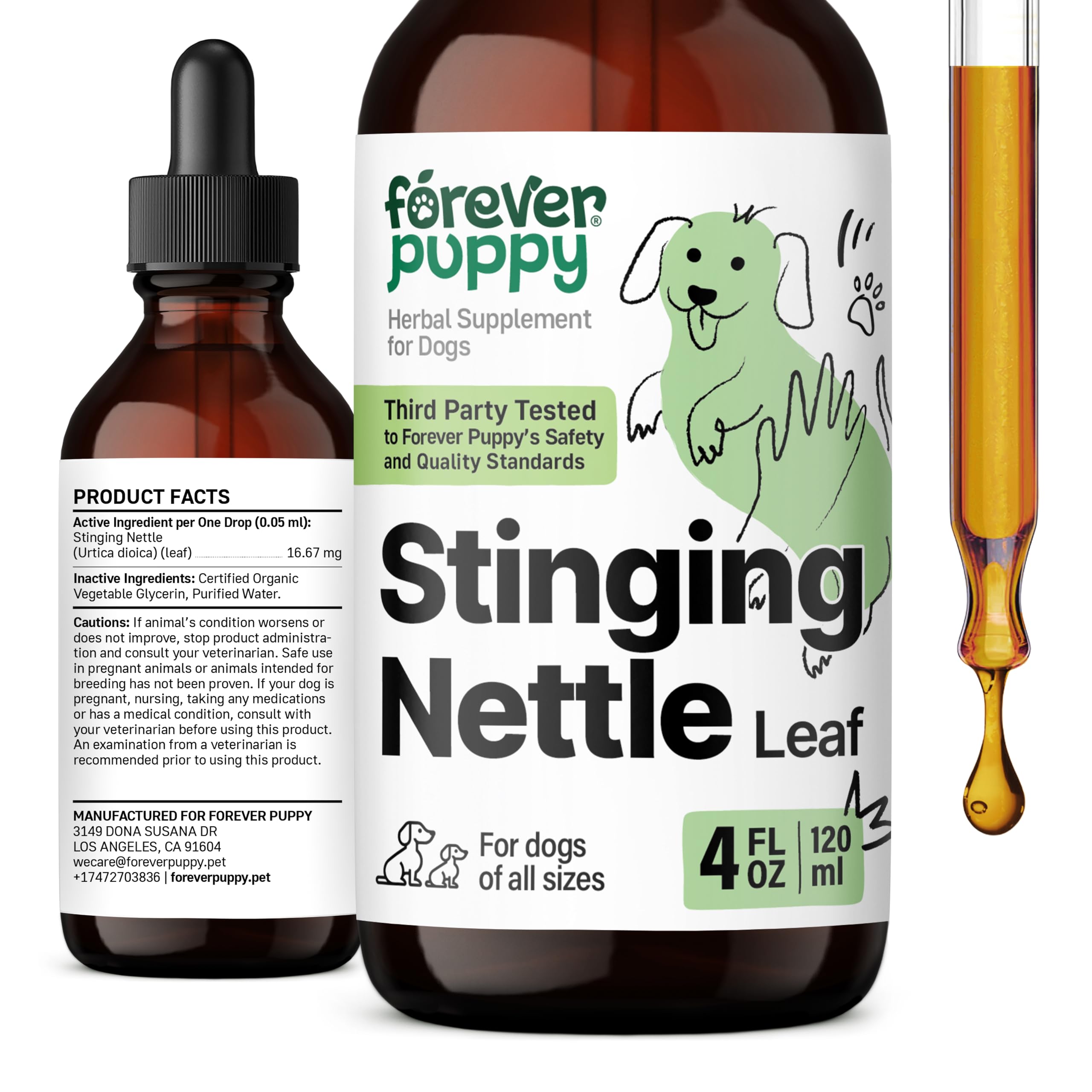 Stinging Nettle Leaf Drops for Dogs - Itching Skin Relief - Skin and Coat Supplement for Dog Health - Liquid Vitamins and Supplements for Soothing Itch Relief - Dog Skin Care - 4 oz