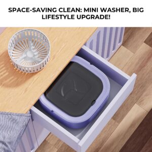 Portable Washing Machine, 11L Foldable Mini Washer, 3 Modess Upgraded Design, Baby Washing Machine for Traveling, Gift for Men & Women - Purple