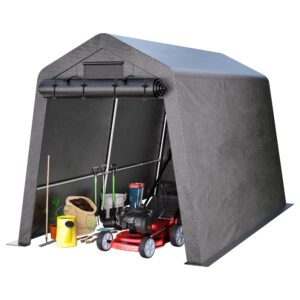 7 x12 ft portable shed outdoor storage shelter, uv resistant carport,heavy duty waterproof outdoor storage shed with roll-up zipper door and ventilated windows for motorcycles,bikes, and garden tools