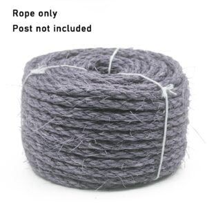 XRzitky Natural Sisal Rope for Cat Scratcher, 1/4 Inch 65FT Rope for Cat Scratching Post Multi Color Cat Scratcher Replacement Rope, Silver Grey