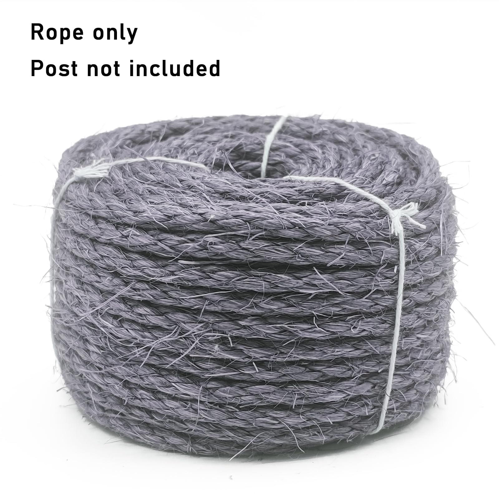 XRzitky Natural Sisal Rope for Cat Scratcher, 1/4 Inch 65FT Rope for Cat Scratching Post Multi Color Cat Scratcher Replacement Rope, Silver Grey