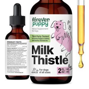 milk thistle supplement for dogs - liver detox w/liquid milk thistle extract - vegan milk thistle dog supplements & vitamins for small large medium breed - silymarin liver support for dogs - 2 oz