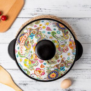 GFHVDC Moroccan Tagine, Enameled Cast Iron Cooking Pot, Flower Pattern Moroccan Tagine Pot Enameled Cast Iron Casserole Non Stick Saucepan Exotic Stew Pot with Lid