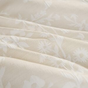 Lucky Brand Ava Floral Jacquard Duvet Cover Set - Beige - Twin/Twin XL Size - Luxurious Bedding Ensemble