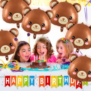 10 Pcs Large Bear Balloons,22 Inch Bear Head Balloon Brown Bear Foil Balloons,Bear Shaped Animal Balloons for Birthday Party Baby Shower Jungle Theme Party Decoration