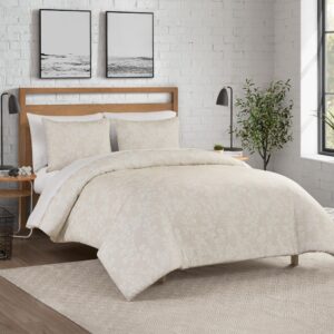 Lucky Brand Ava Floral Jacquard Duvet Cover Set - Beige - Twin/Twin XL Size - Luxurious Bedding Ensemble