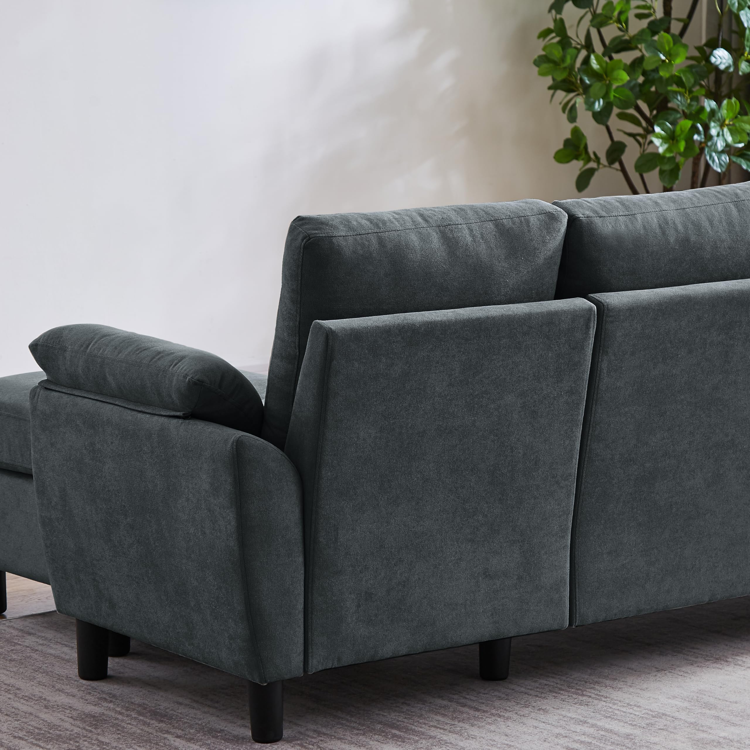 Enobala 79" Convertible Sectional Sofa, Modern L Shaped 3 Seat Couch with Reversible Ottoman for Living Room (#Dark Grey)