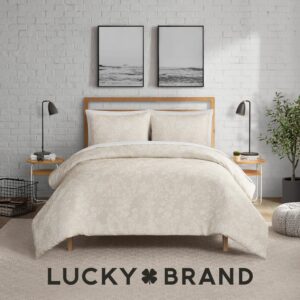 Lucky Brand Ava Floral Jacquard Duvet Cover Set - Beige - Twin/Twin XL Size - Luxurious Bedding Ensemble