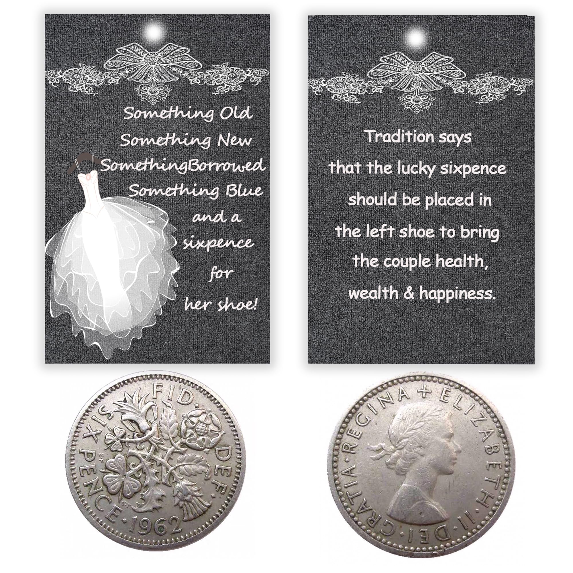 MKISHINE Something Blue for Bride to Be on Wedding Gifts Bride's Wedding Card from Mom Dad Grandma Sister Friends, Bride's Old Sixpence Coin with Wedding Card for Bride, a Sixpence for Her Shoe