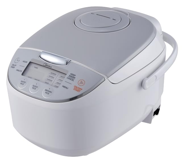 Midea Micom Rice Cooker, Digital Multi-Functional Ricer Cooker/Steamer, Brown Rice, Slow Cooker (White, 3L/5.5Cup)