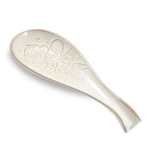 ceramic spoon rest for stove top, spoon holder, spoon rest for kitchen counter, utensil rest for spatula & tong, kitchen decor and accessories （white）