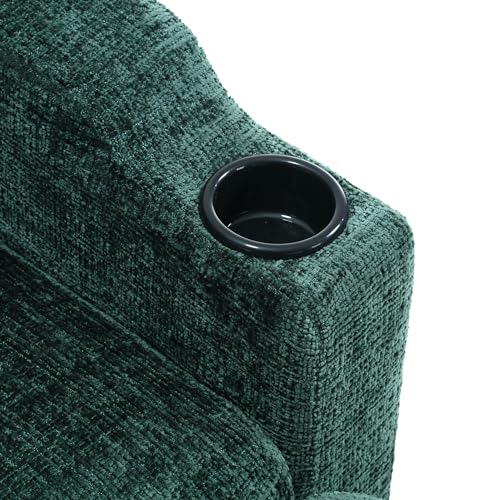 YOPTO L-Shaped United Sofa with Storage Ottoman and Armrests,Modern Wood Cozy Sectional Couch w/Side Pocket & Cup Holder,Chenille Fabric,for Living Room,Guest Room,Apartment,Emerald