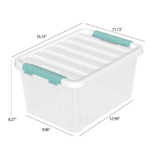 Begale 20 L Plastic Storage Bins with Lids, 6-Pack Clear Storage Box with Handle