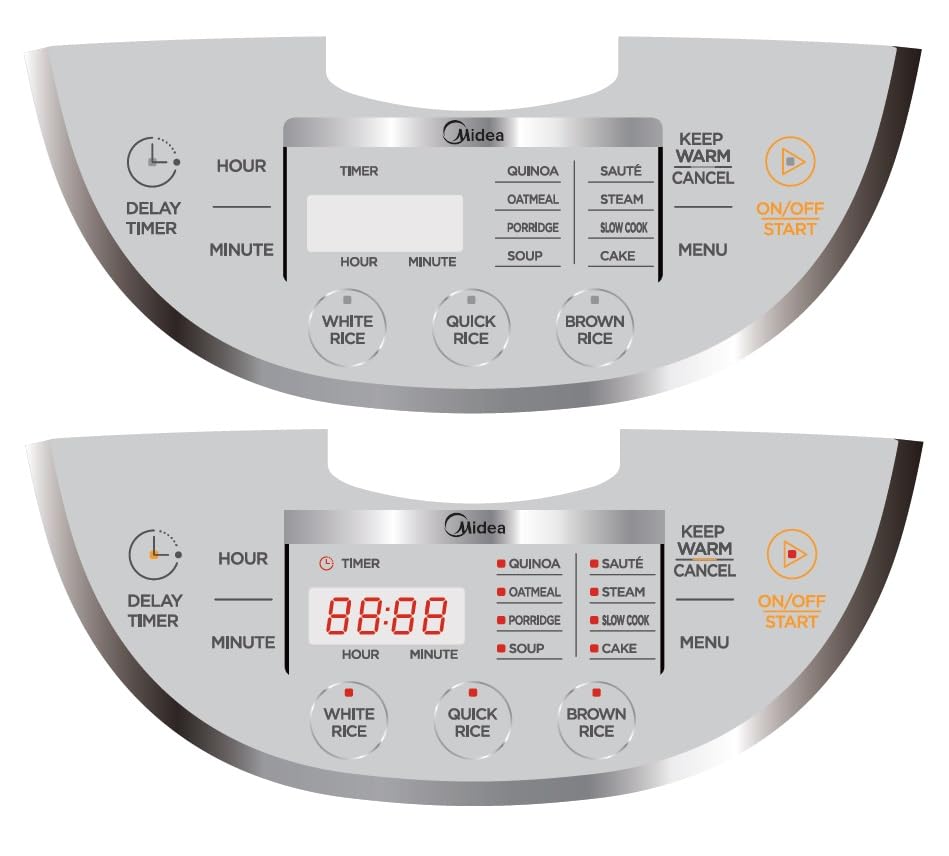 Midea Micom Rice Cooker, Digital Multi-Functional Ricer Cooker/Steamer, Brown Rice, Slow Cooker (White, 3L/5.5Cup)