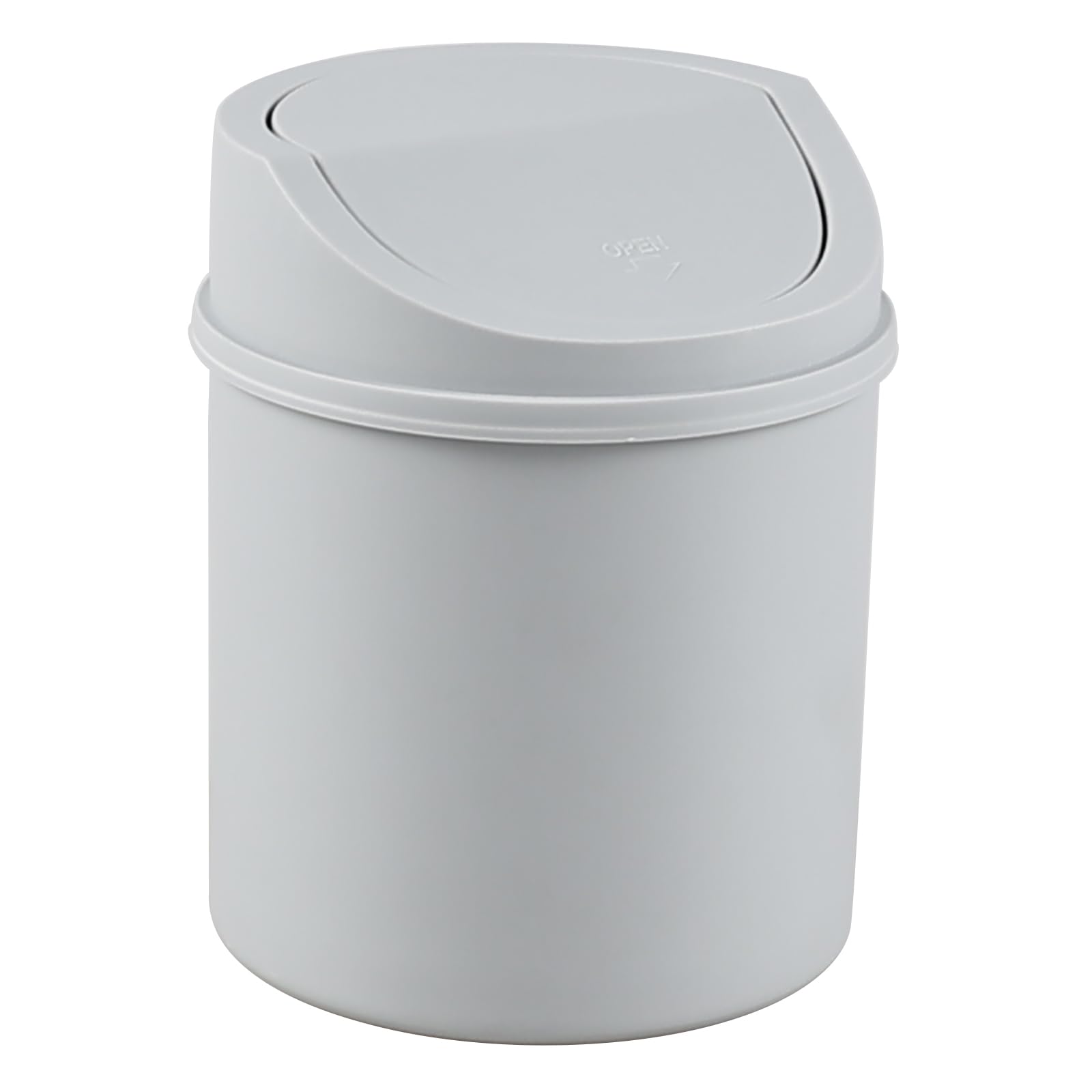 Neadas Plastic Mini Trash Can with Swing Lid, 0.5 Gallon Desktop Tiny Rubbish Bin, Grey