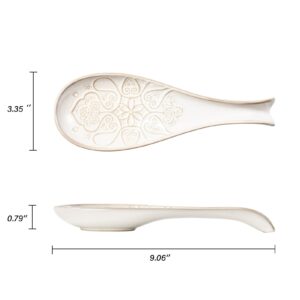 Ceramic Spoon Rest for Stove Top, Spoon Holder, Spoon Rest for Kitchen Counter, Utensil Rest for Spatula & Tong, Kitchen Decor and Accessories （White）