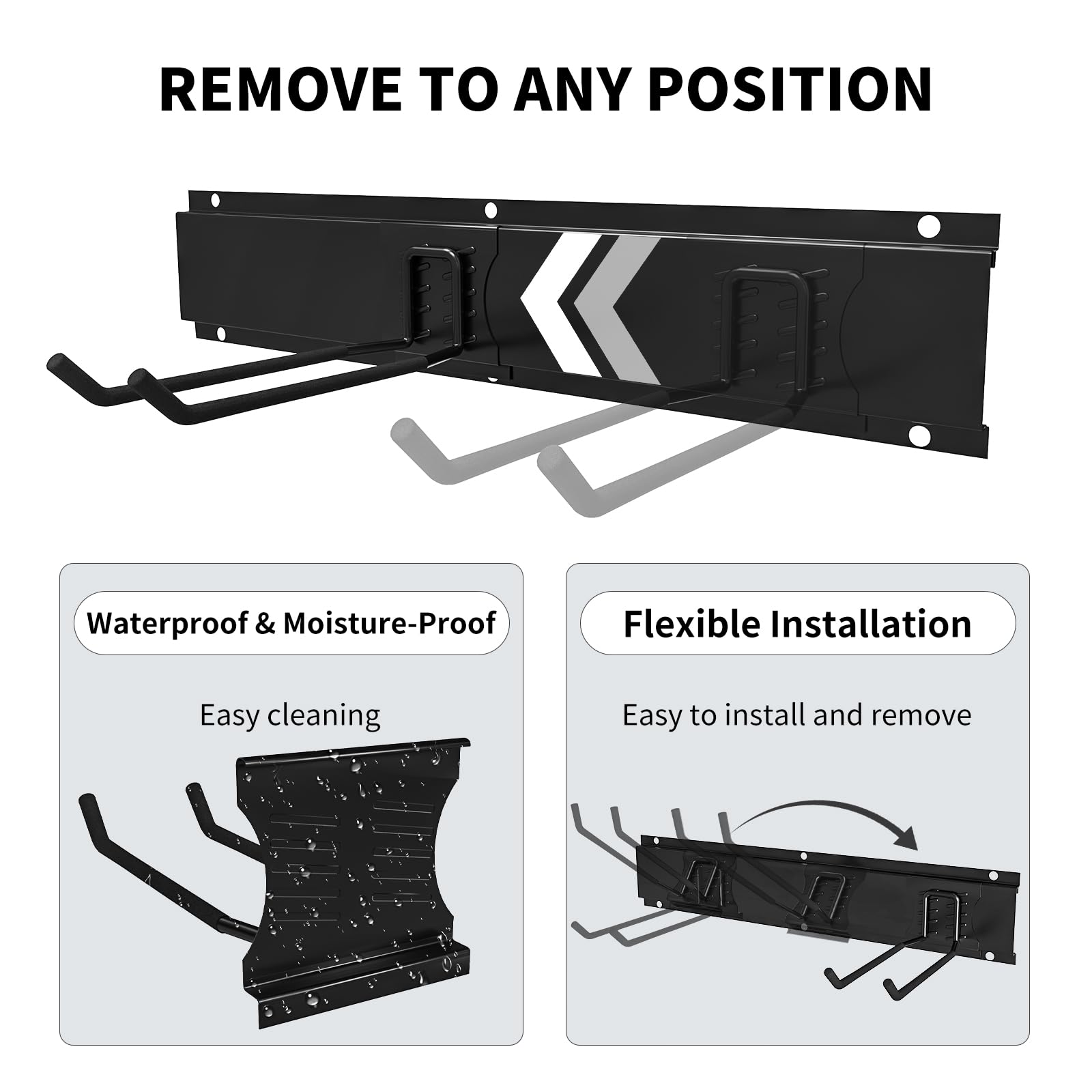 96 Inch Garden Tool Organizer, Wall Mount Tool Storage Rack, Heavy Duty Yard Tool Organizer for Garage With 20 Adjustable Hooks Max Load 1500 LBS Garage Shelving for Hanging Rake, Shovels, Trimmers