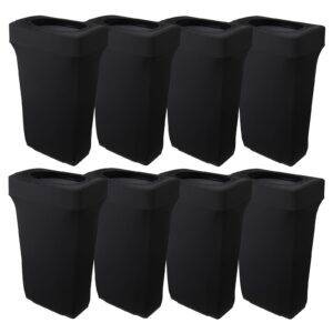 bstkey 23 gallon stretch spandex trash can cover, 8 pack outdoor fitted waste container cover rectangular garbage can covers for wedding party commercial fundraiser decor, without trash can (black)