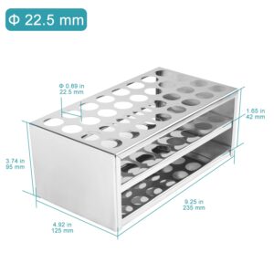 stonylab Test Tube Rack, 32-Hole Stainless Steel Test Tube Rack 0.89 Inches Tubes Acid-Alkali Resistant Test Tube Holder for Laboratory Use