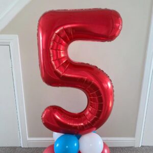 Red 5 Number Balloons,40 Inch 5 Balloons Foil Mylar Helium Big Red 5 Balloon Number for Birthday Party Anniversary Decorations