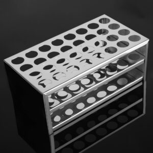 stonylab Test Tube Rack, 32-Hole Stainless Steel Test Tube Rack 0.89 Inches Tubes Acid-Alkali Resistant Test Tube Holder for Laboratory Use