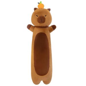 nxnynz long capybara plush pillow with orange, 36" long capybara plush stuffed animal, cute soft plush capybara plushie stuffed toys gift for boys girls