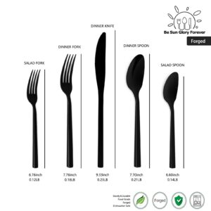 Cubic Black 20-Piece Silverware Set, 18/10 Forged Stainless Steel Flatware, Mirror Polished Modern Cutlery Set, Service for 4, Dishwasher Safe