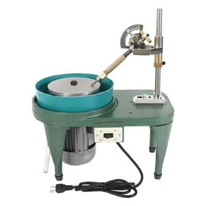 gem faceting machine 180w jade grinding polishing machine 2800rpm rock polisher jewel angle polisher with faceted manipulator for jewelry polisher with 6 inch polishing disc (green)