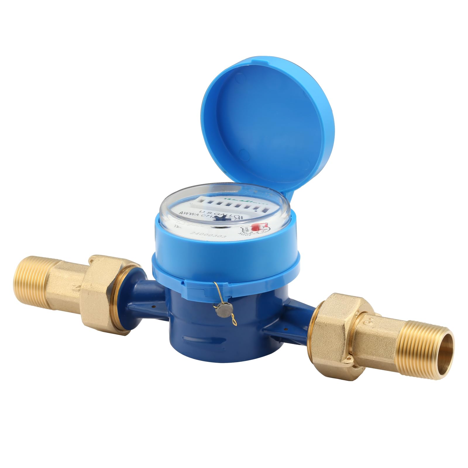 Watflow DN20 3/4" NPT Couplings Gallon Water Meter, Cold Water Meter for Garden or Home,Single-Jet.