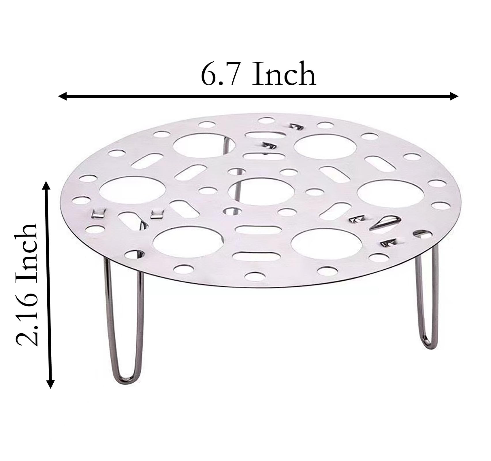 Steaming Rack, 2 Pack 6.7 Inch Round Food Grade Stainless Steel Steamer Plate for Food Steaming, Cooling and Roasting Cooking in Kitchen and Outdoors (2 silver)