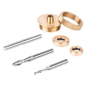 spetool router bits solid brass router inlay kit, include 1/8" and 1/4 cutting diameter with 1/4 shank carbide spiral upcut router bit, router bushing guide set for wood