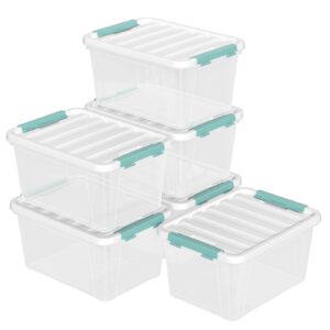 begale 20 l plastic storage bins with lids, 6-pack clear storage box with handle