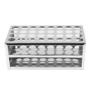 stonylab Test Tube Rack, 32-Hole Stainless Steel Test Tube Rack 0.89 Inches Tubes Acid-Alkali Resistant Test Tube Holder for Laboratory Use