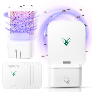 fly trap indoor with 20 refills,plug-in bug catcher with uv&blue light,gnat traps for house indoor bug light trap,fruit fly traps indoor for moths,mosquito,flying insect trap indoor for home office(2)