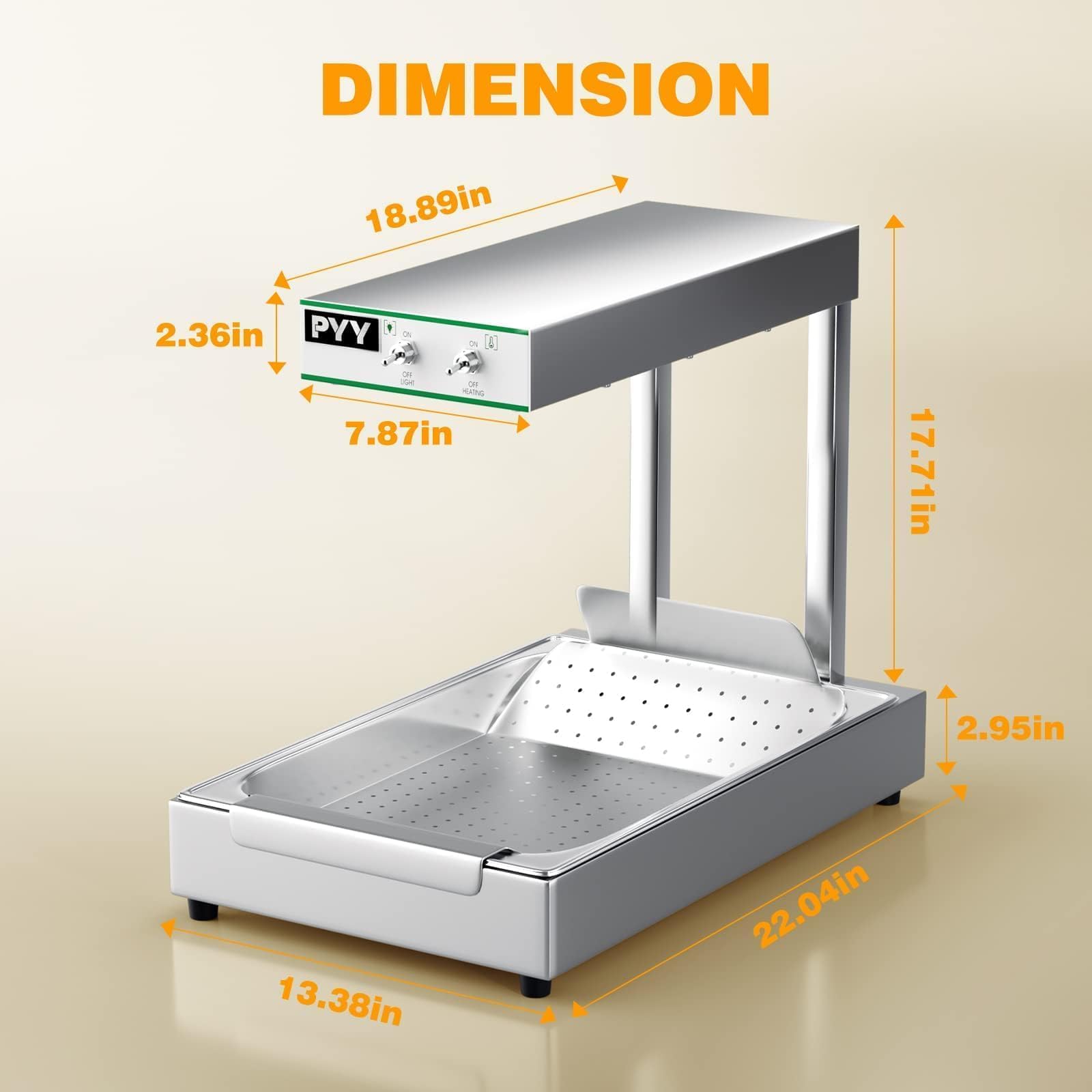 PYY French Fry Warmer Food Warmer - Fries Countertop Food Heat Lamp for Chips Commercial Heat Light Free-Standing Warming Dump Station Churros Fried Food