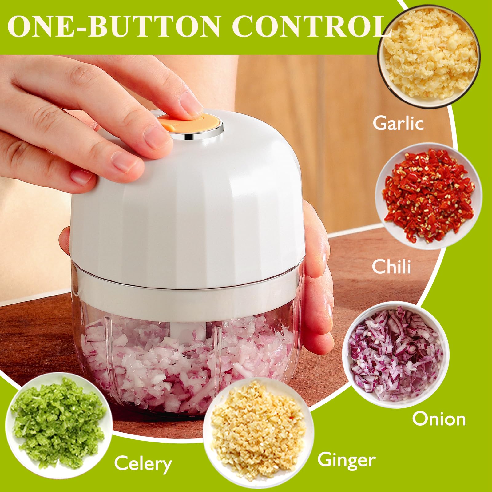 Arofeer Electric Garlic Chopper 250ml,Mini Chopper Cordless With 304 Stainless Steel Blade, Mini Food Processor For Onion, Chili, Tomatoes, Electric Chopper For Kitchen