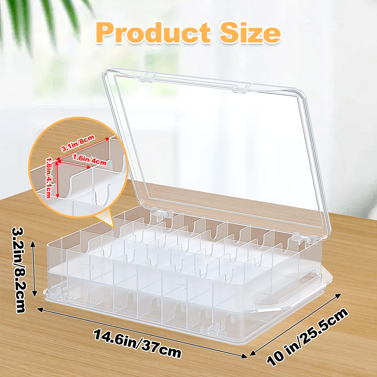 Mathtoxyz Sewing Thread Organizers and Storage, 46 Grid Double Sided Sewing Plastic Box Portable, Ideal for Jewelry, Beads, Jewelry Hardware Tools and More Small Items