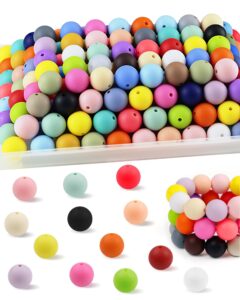 150pcs fiveizero silicone beads, 30 colors 15mm silicone beads bulk for keychain making,focal beads rubber round bulk beads mixed color silicone beads for diy crafts making