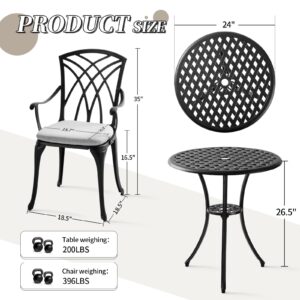 Withniture 3 Piece Outdoor Bistro Set, Patio Bistro Table Set, All Weather Bistro Table and Chair Set of 2, Patio Dinning Furniture for Garden, Porch, Backyard