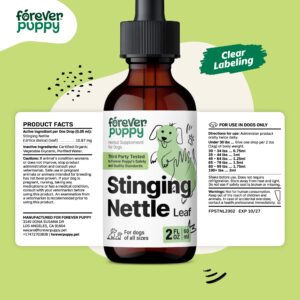 Stinging Nettle Leaf for Dogs - Itchy Skin Relief for All Breeds & Sizes - Liquid Dog Food Supplements for Soothing Skin Irritation & Itching - Herbal Skin and Coat Supplement for Pets - 2 oz